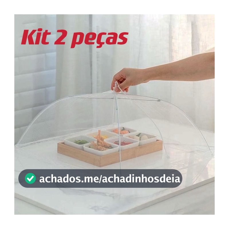 kit 2 peças Protetor Alimento Grande Tela Mosquiteiro Tule 48x48cm  Higiene e Organização Cozinha