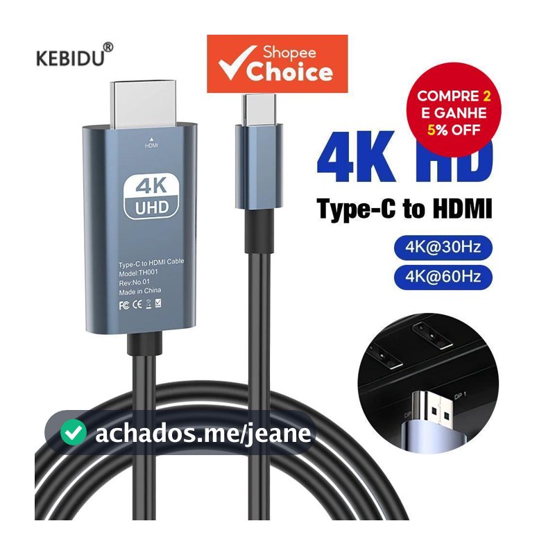 Cabo USB C para HDMI 4K@60Hz Cabo Tipo-C para HDMI Cabo Adaptador Ultra Alta Velocidade Para MacBook Pro Air iPad