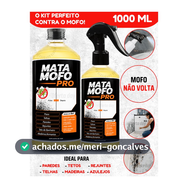Tira Mata Mofo PREMIUM Com Spray Anti Não Volta Elimina Parede Teto Piso 1LT Armário Madeira Bolor