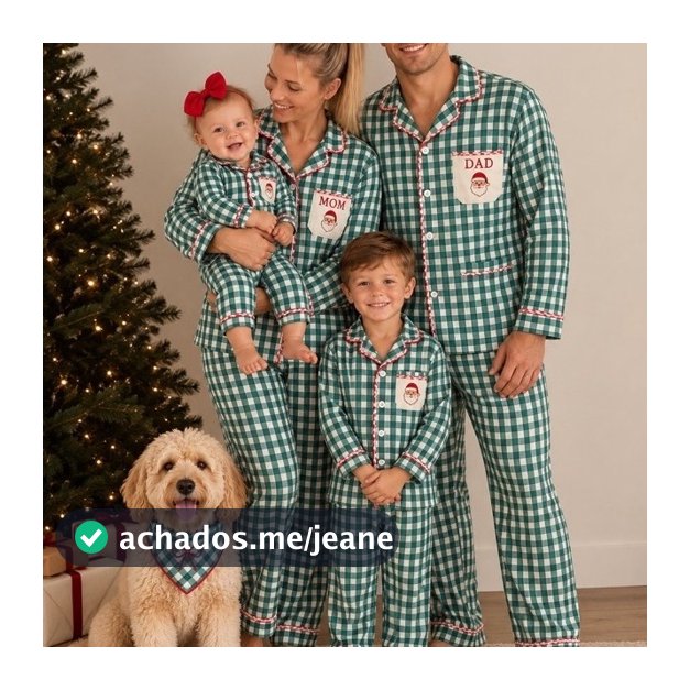 Pijama Natal em Família- bordado personalizado