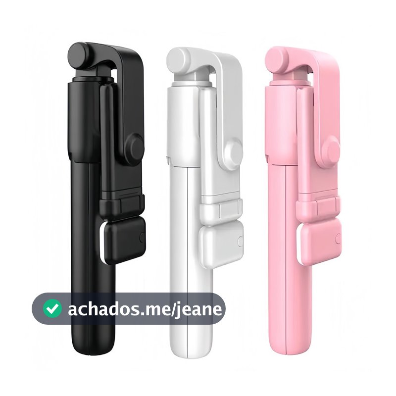 Bastão de Selfie Tripé 2 em 1 com Controle Remoto e Luz LED para Fotos e Vídeos