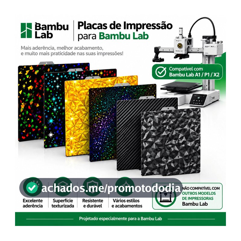 Placa de Impressão para Impressora 3D Bambu Lab A1/P1S 256x256mm - Vários Modelos
