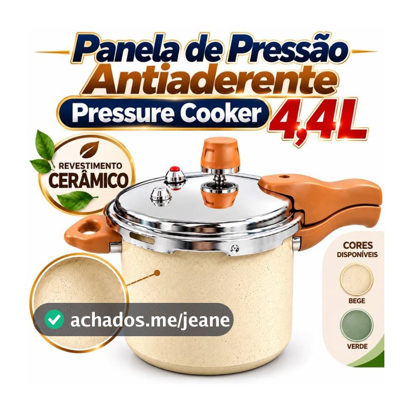 Panela Pressão Cerâmica Antiaderente Indução 4,4L Oikos 4 Válvulas