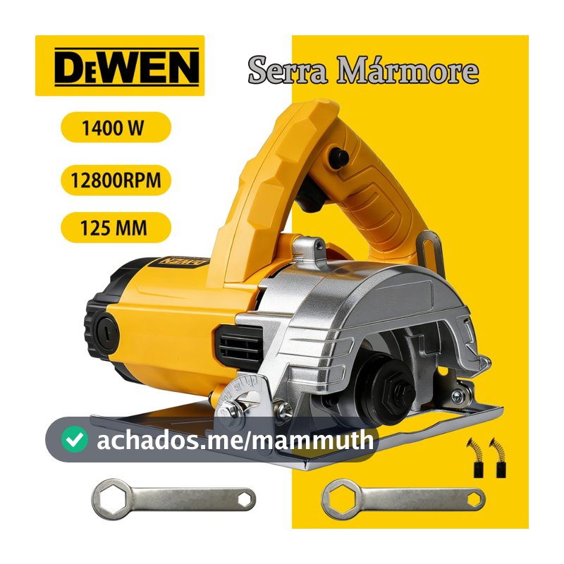 Serra Mármore 1300W 12800RPM Profissional para Cortes em Mármore Granito Concreto Porcelanato com Disco de 110mm