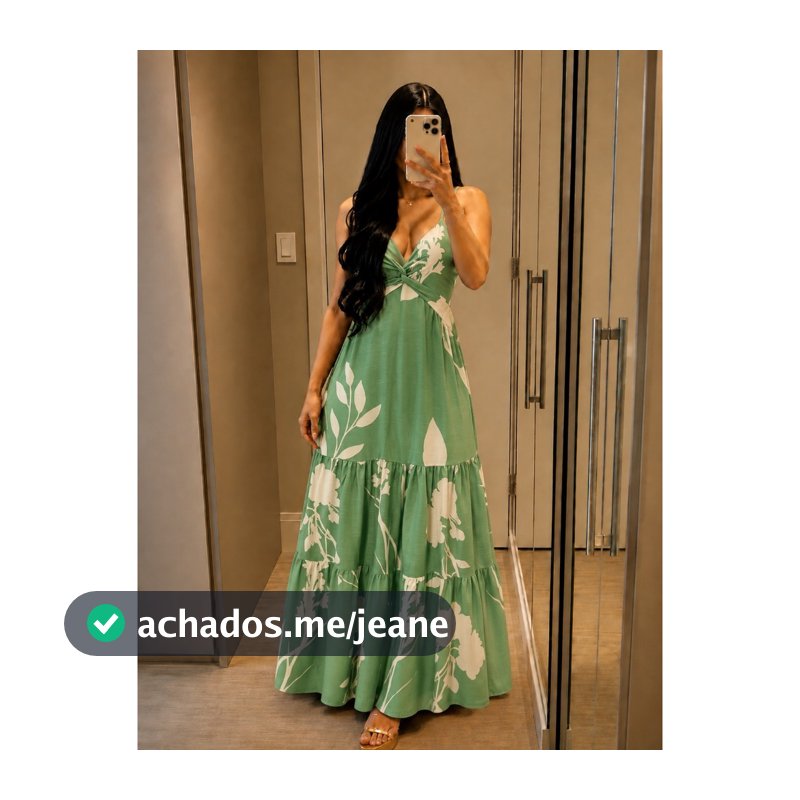 Vestido Feminino Longo Decote V Costas Nua Com Amarração Estampa Folha