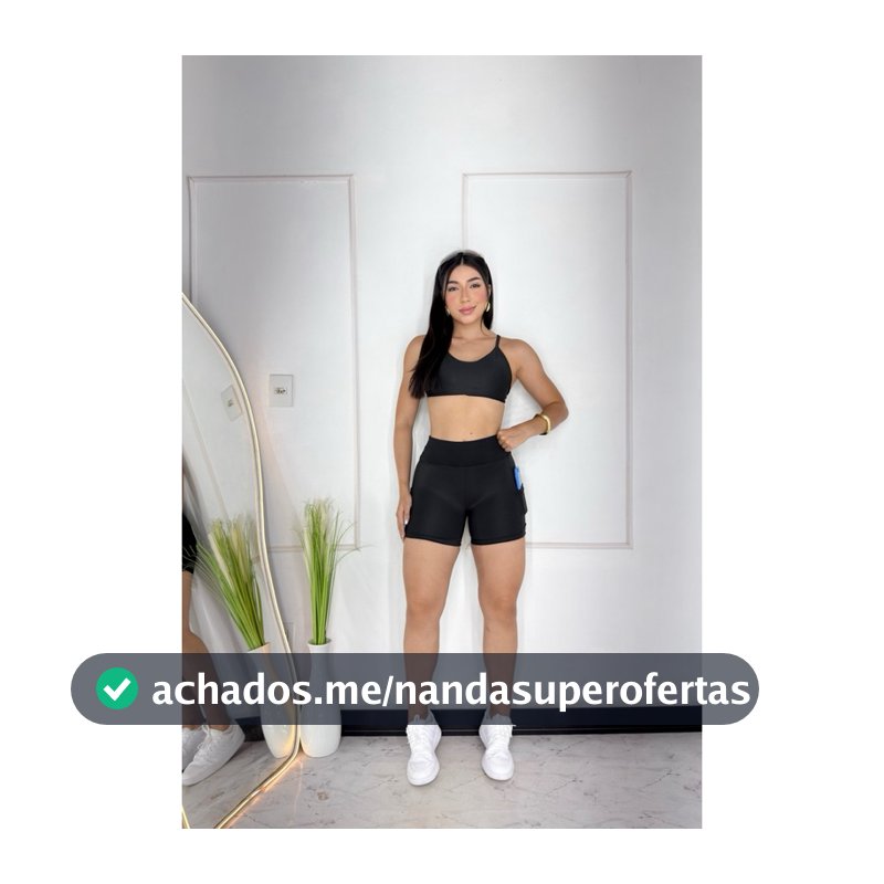 Conjunto Fitness-short com bolso top costa nua modelo estiloso tecido suplex myda preminum