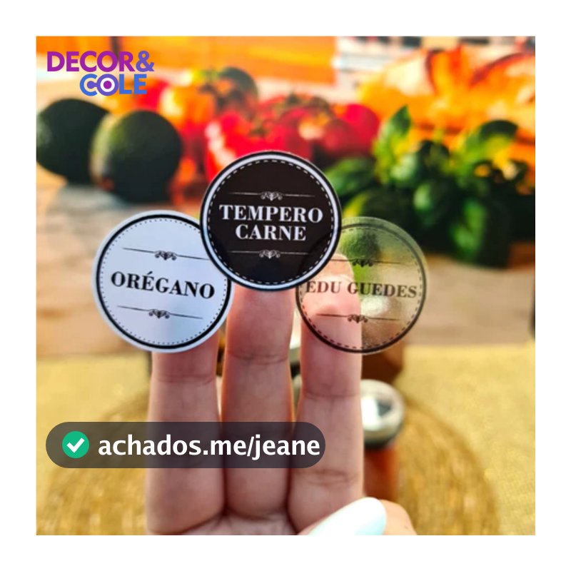 Kit 48 Etiquetas de Temperos Adesivos para Potes de Cozinha Organização Vinil Resistente a Água