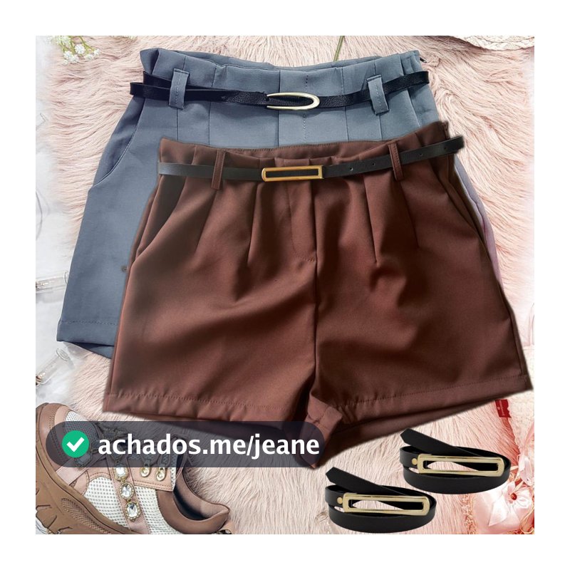 Shorts ZA  Alfaiataria Femenino Com Cinto Bermuda Alfaiataria Confortável