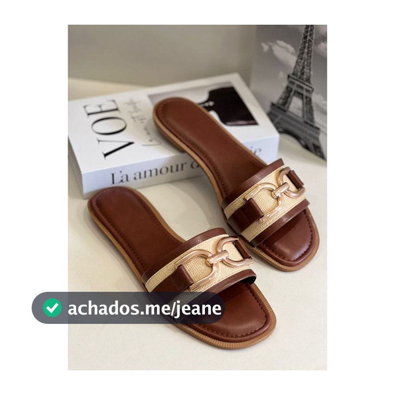 Sandália Rasteira Feminina Enfeite Metal Básica Confortáve Para o Dia a Dia Oferta