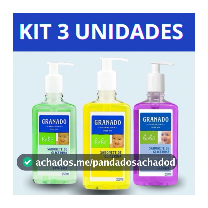 Kit 3 Sabonete Líquido Granado Bebê 250ml camomila erva-doce lavanda e tradicional