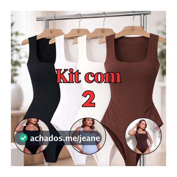 Body kit 2 Feminino Collant Regata Suplex  Decote Quadrado Forrado  Casual Confortável Moda Elegante