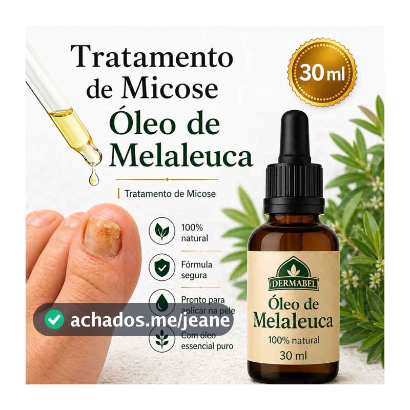 Óleo de Melaleuca 30ml Combate Micose Unhas Oleosidade Acne e Fortalece os Cabelos Dermabel Tea Tree
