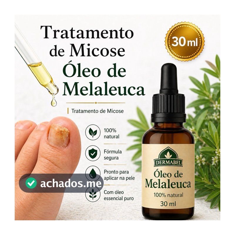 Óleo de Melaleuca 30ml Combate Micose Unhas Oleosidade Acne e Fortalece os Cabelos Dermabel Tea Tree