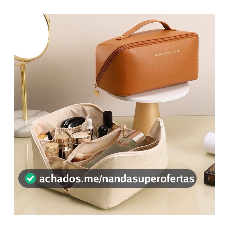 Necessaire Organizador Cosmético Maquiagem Feminino Para Viagem Em Alto Qualidade De Couro PU