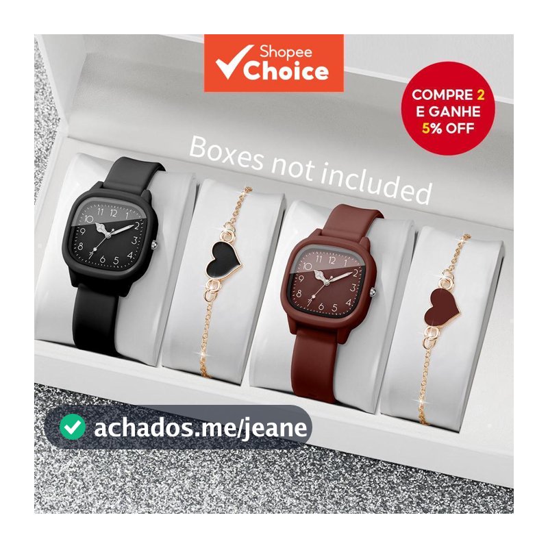 2/4 peças relógio de pulso feminino com mostrador quadrado árabe, pulseira de silicone e conjunto de bracelete com