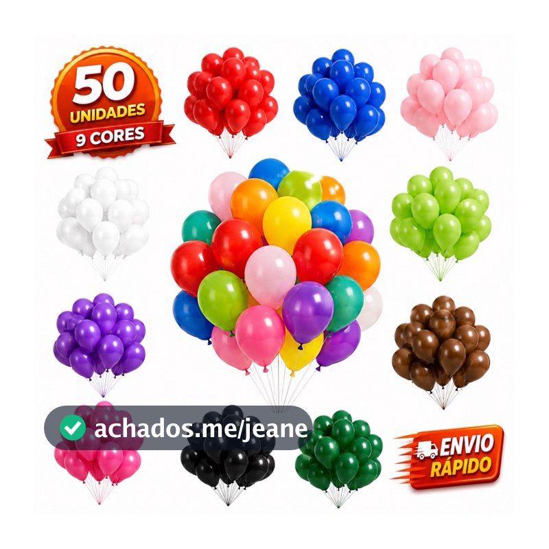 Balão Bexiga Látex Liso 9 Polegadas 50 Unidades Decoração Festa Aniversário Casamento