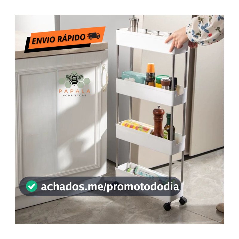 Carrinho Organizador Móvel Facil Montar 4 andares Multiuso - Prateleira Carrinho 4 camadas P, M, G