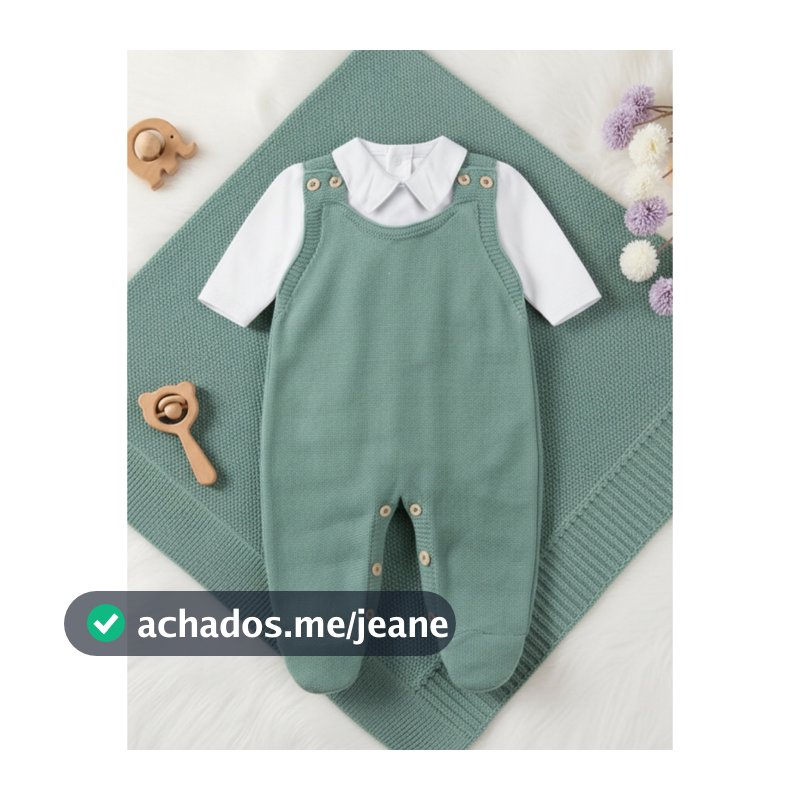 Saida Maternidade Menino Trico Body Gola Jardineira E Manta