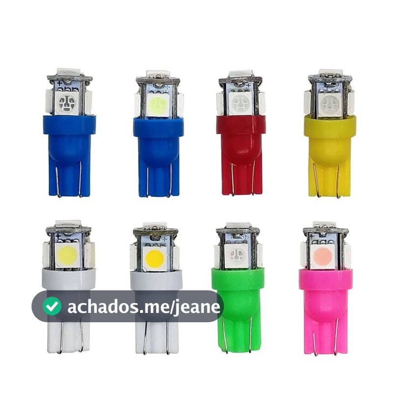 Unidade Lâmpada Pingo T10 5 Leds  Lâmpada Automotiva Pingo T10 5 Leds Placa Mala Teto Farolete Led
