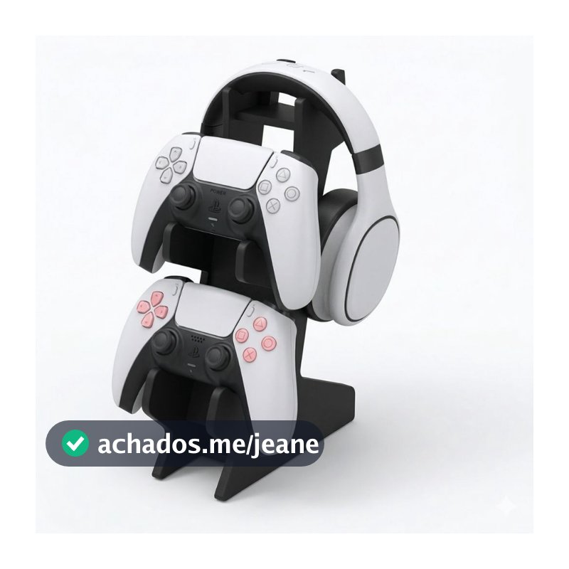 Suporte Porta Controle Xbox One X / S Ps4 Ps5 Fone Preto Mdf