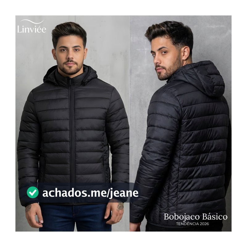Jaqueta Puffer Bobojaco Impermeável de Frio Intenso Blusa Masculina Inverno com Capuz Removível