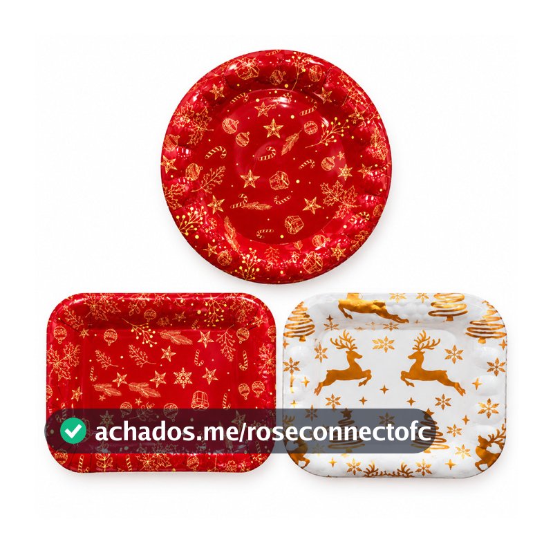 Bandejas e Tigelas Plásticas Decoração Ceia Natalina Ano Novo Mesa