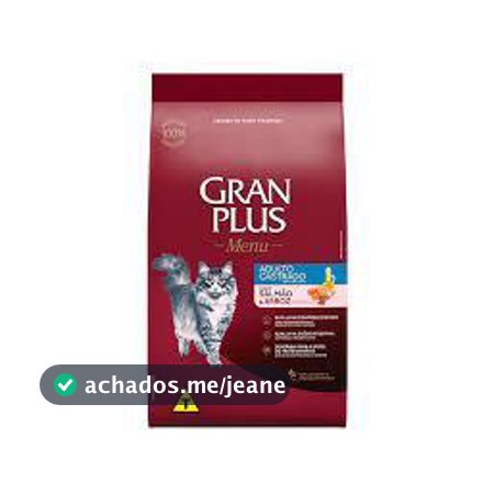 Ração GranPlus Menu Gatos Castrados Salmão 10,1kg