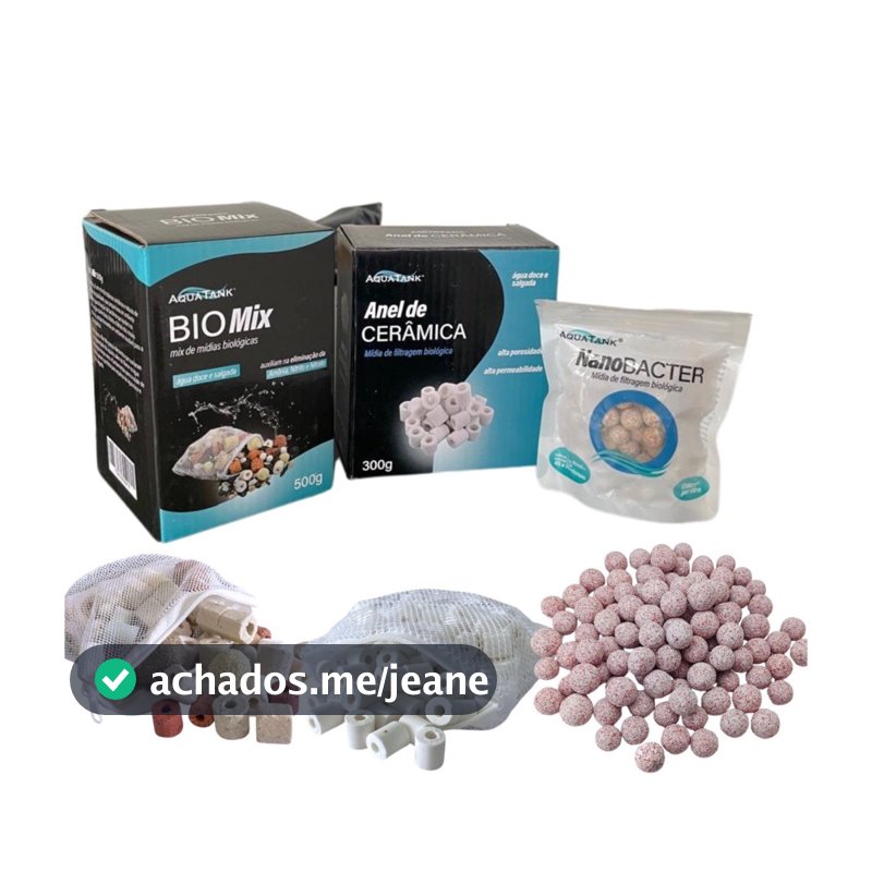 Mídia Biológica P/ Aquario Mista C/ Zíper Cerâmica Alta Porosidade Bacter Amonia Nitrito e Nitrato