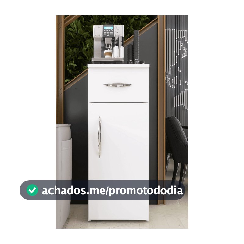 Gabinete Armário para Cantinho do Café - 1 Porta e 1 Gaveta - Branco