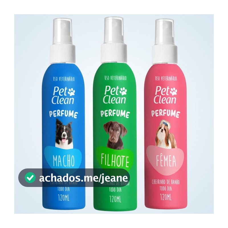 Perfume para Cachorro e Gato Pet Clean 120ml Colônia Spray Fragrância Suave Cães Gatos Filhotes Macho Fêmea