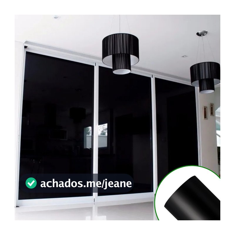 Película Auto Adesiva Vinil Preto Blackout Isola Luz Solar Janela Vidro Porta