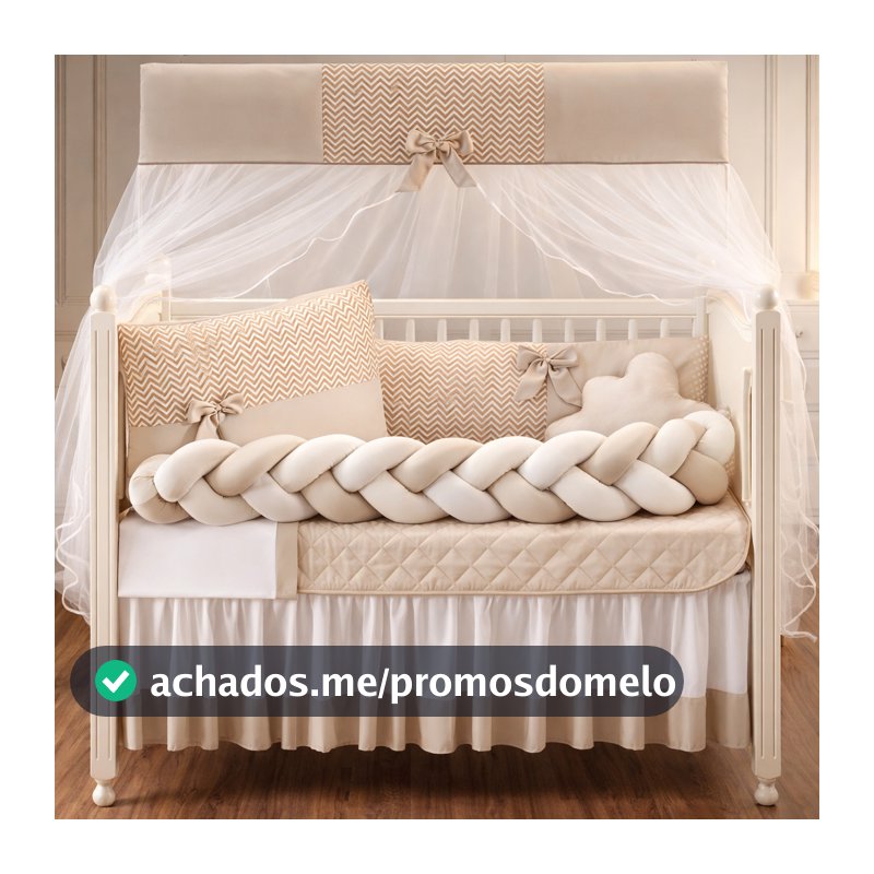 Kit Protetor de Berço Bege Neutro 11 Peças Premium – Acabamento Sofisticado Padrão Americano