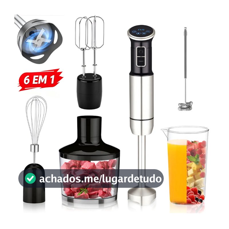 Mixer Elétrico 1000W 6 em 1 Tela Digital 8 Velocidades Timer Batedor...