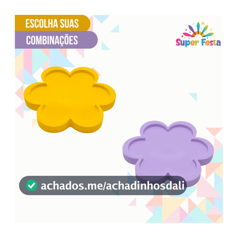 Kit 2 unidades Bandeja Decorativa Flor 25cm - Várias Cores Sortidas