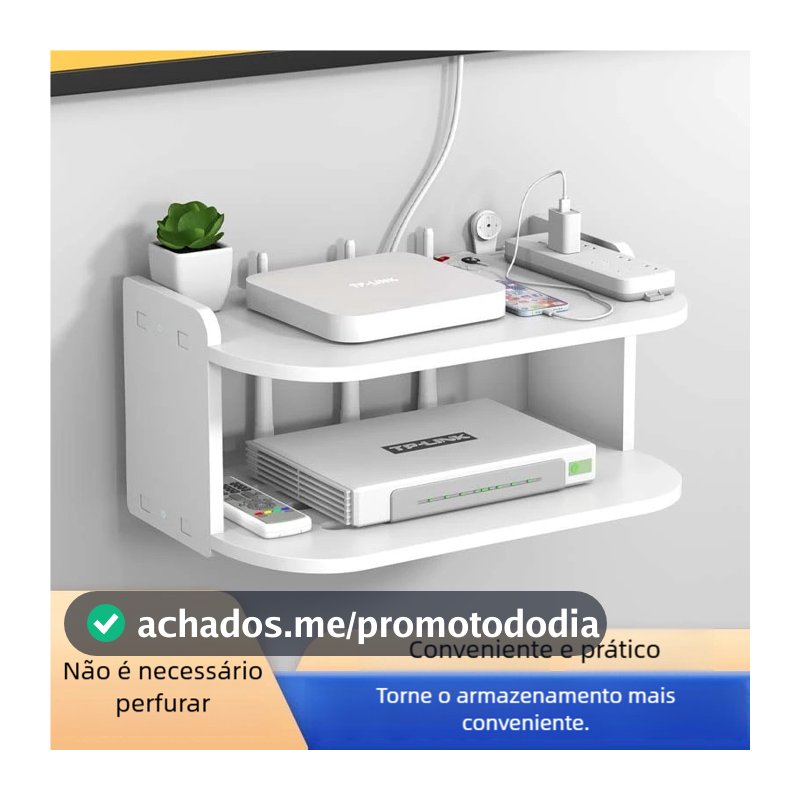 Prateleira MDF Para Roteador Aparelho de TV Modem Video Game Fixada Na Parede Suporte Invisivel Suporta