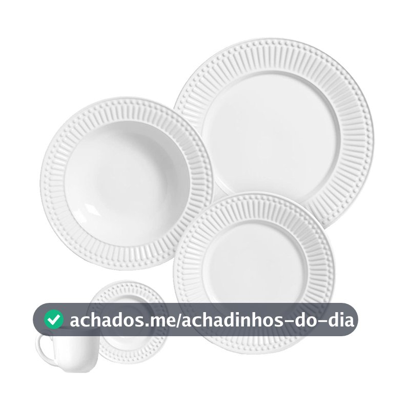 Aparelho de Jantar/Chá Porto Brasil Roma | 20 Peças, Cerâmica, Branco