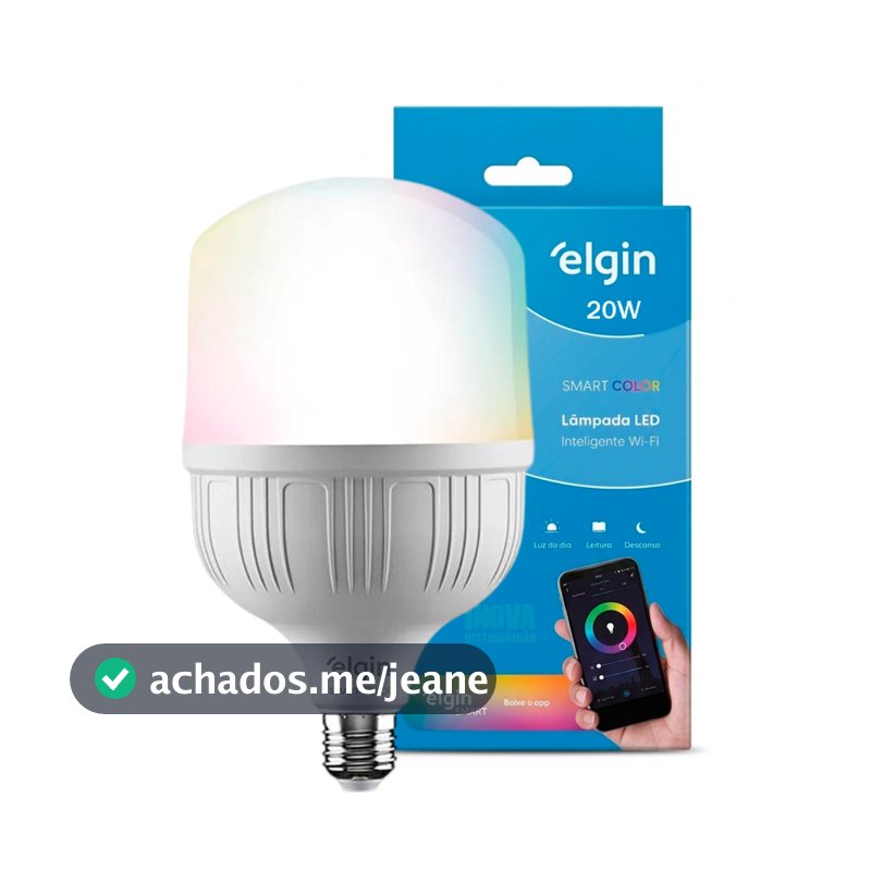 Lâmpada Inteligente Elgin Super Potência 20W Smart Color Wi-fi Compatível Alexa e Google Home