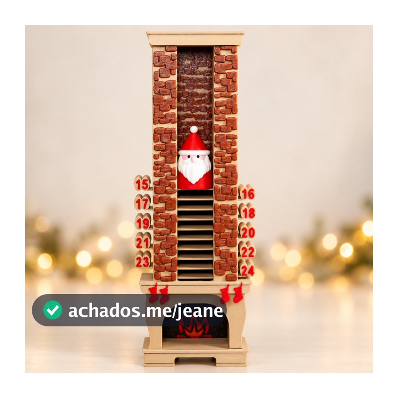 Calendário Contagem Regressiva para o Natal Papai Noel na Chaminé