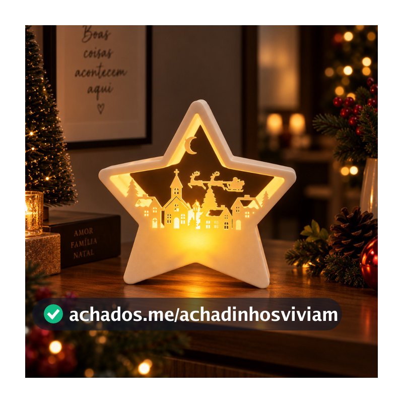 Estrela de Natal com Led Decoração Natalina Enfeite de Mesa Rack Luminária Decorativa Natal