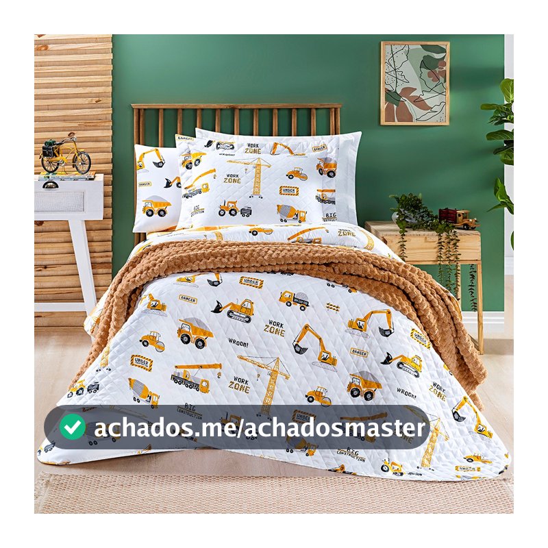 Kit Cobre Leito Infantil 5 Peças Solteiro Com Jogo de Cama Lençol Infantil Macio Anti-Alérgico