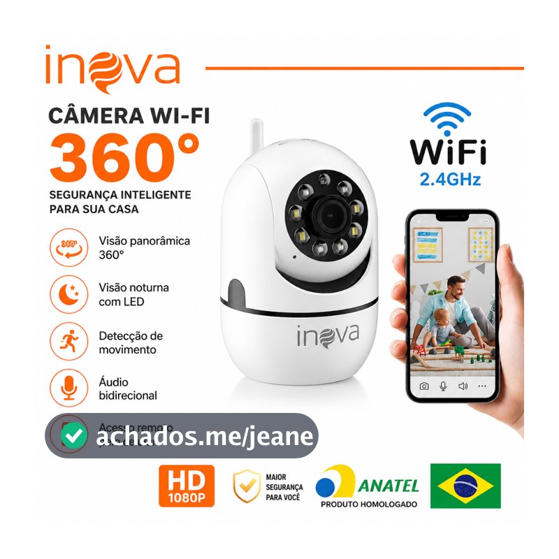 INOVA Wifi Babá Eletrônica Câmera segurança Sem Fio Visão Noturna 1080P 360° com Câmera audio YOOSEE