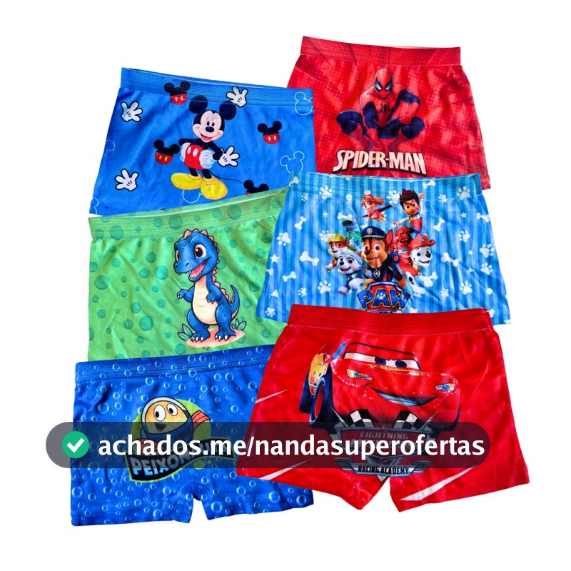 Kit 5 10 Cuecas Boxer Menino Estampadas Sublimadas Personagens super heroi Infantis Conforto Diário
