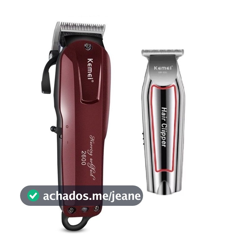 Kit 2 Máquina Profissional De Cortar Cabelo Kemei KM-2600 E Máquina De Acabamento Kemei KM-032