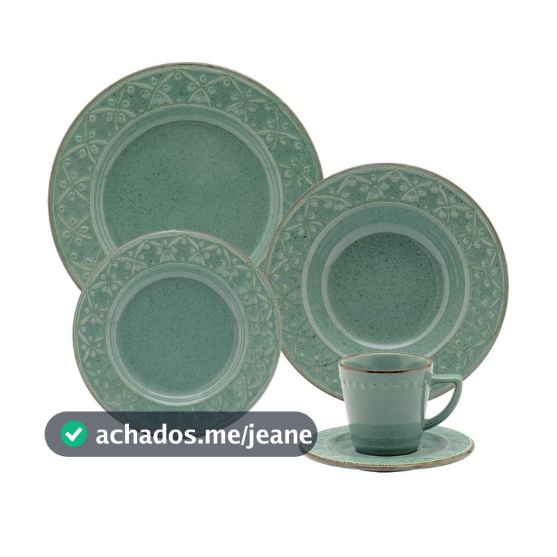 Aparelho De Jantar E Chá 20 Peças Oxford Mendi Malaquita