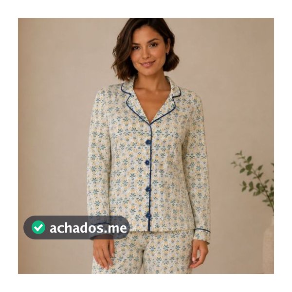 Pijama Longo Feminino Americano com Abertura Amamentação Inverno