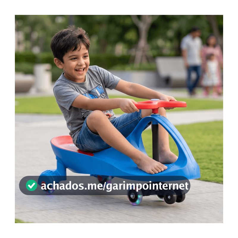Carrinho Infantil Rolimã Gira Triciclo Roda Led Volante 360° Suporta 100kg Rosa Azul Vermelho Brinquedo Presente