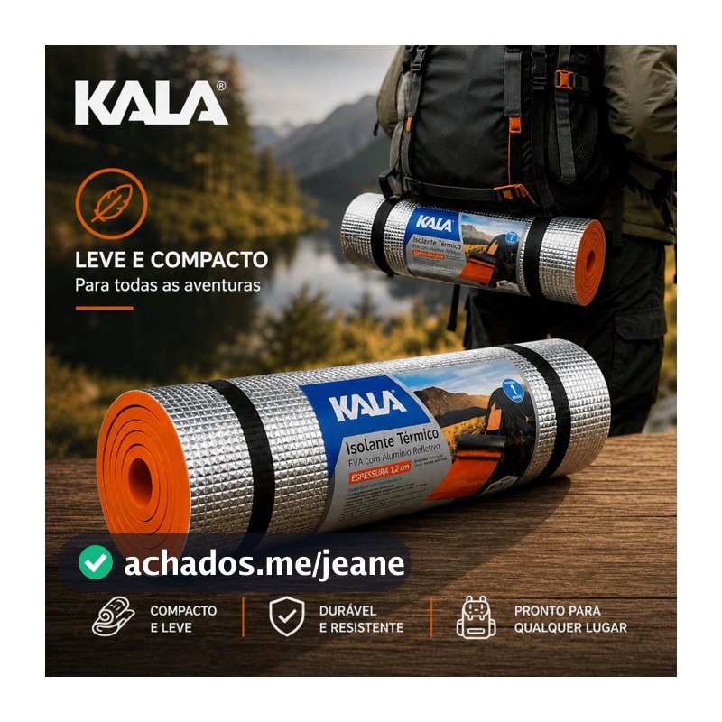 Isolante Térmico Kala EVA Aluminio 180x50cm Colchonete Camping Trilhas Barraca Anti Umidade