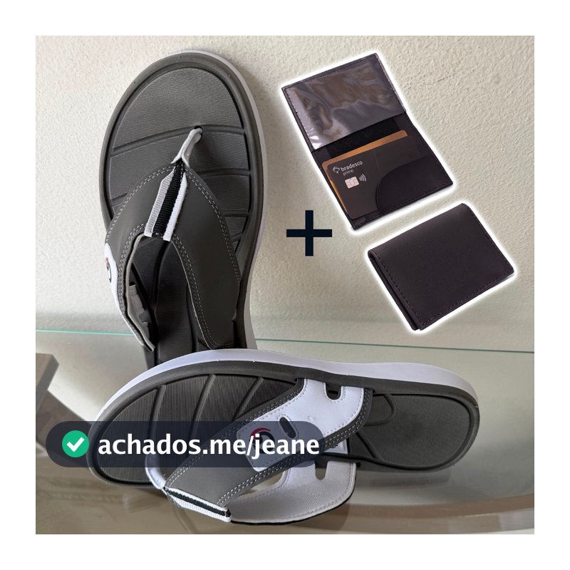 kit Chinelo de dedo Masculino Sandália Original ruven confortável  + Carteira Couro sintético
