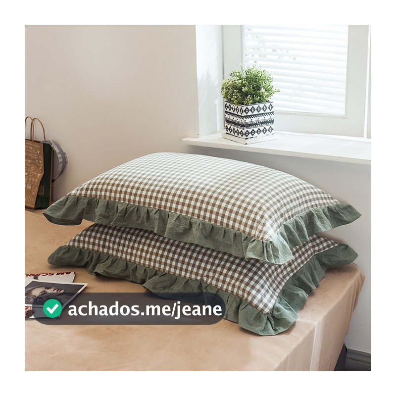 Par De Fronha Simples De Renda De Algodão | Lavado Classe A 48x74cm , Capa De Almofada Única Com Borda Requintada