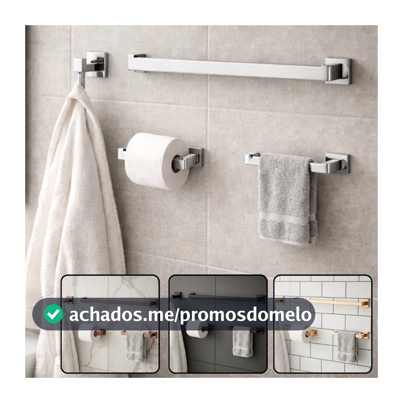 Kit Acessórios para Banheiro Aço Inox 304  Porta Toalhas Papeleira e Cabide Suporte para Banhheiro